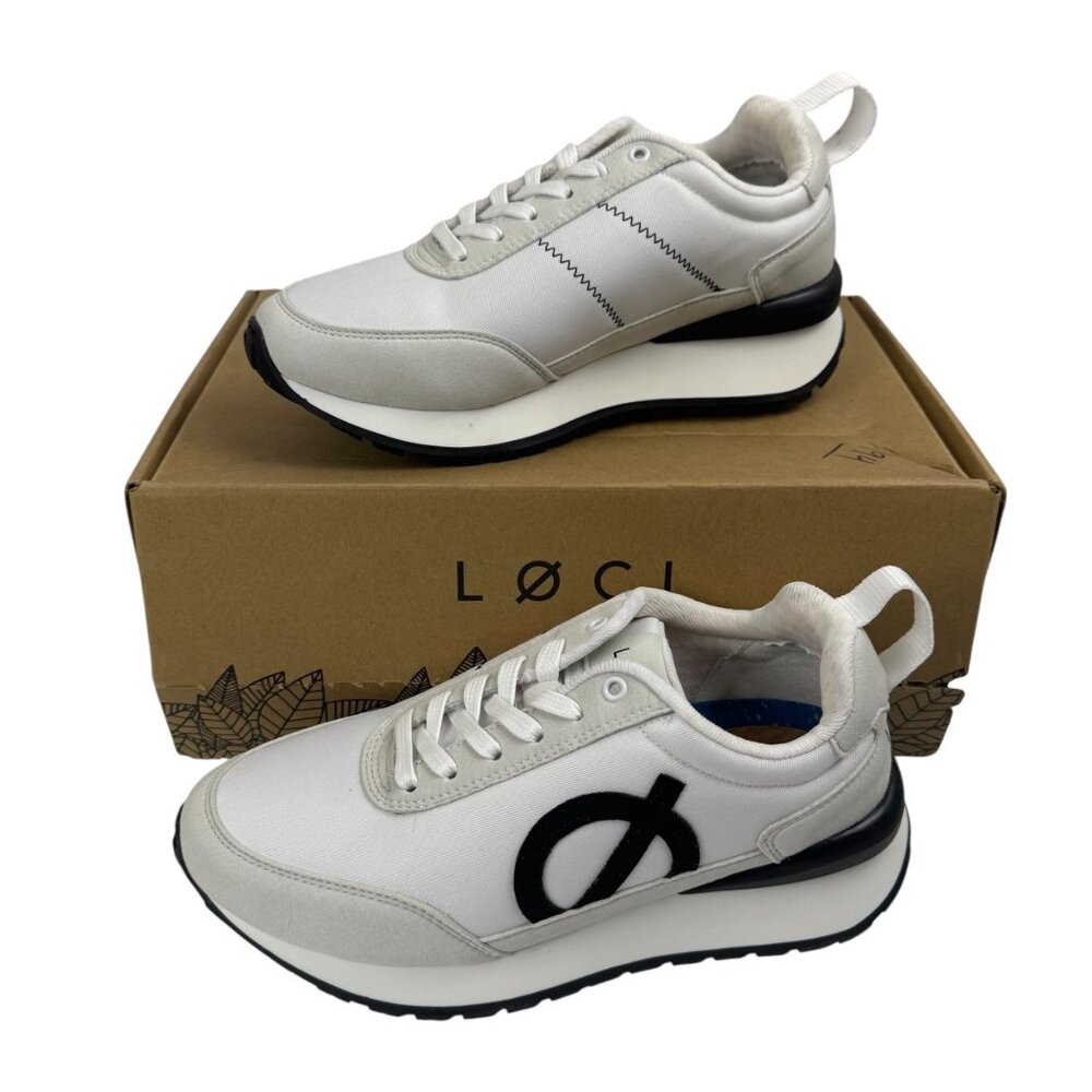 Loci NEW Fusion White Black Sneakers EU 36 / US Women's 6 Designer Vegan Lace Up
